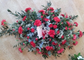 Red carnation and gypsophelia spray