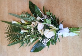 Medium white lily, gerbera and anthurium sheaf