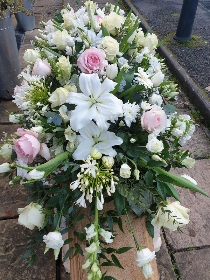 Large Coffin top with Roses Pink & White